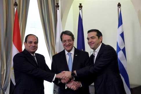 2017-11-23 Cyprus, Greece and Egypt President El-Sisi during Tripartite Summit in Nicosia 2017